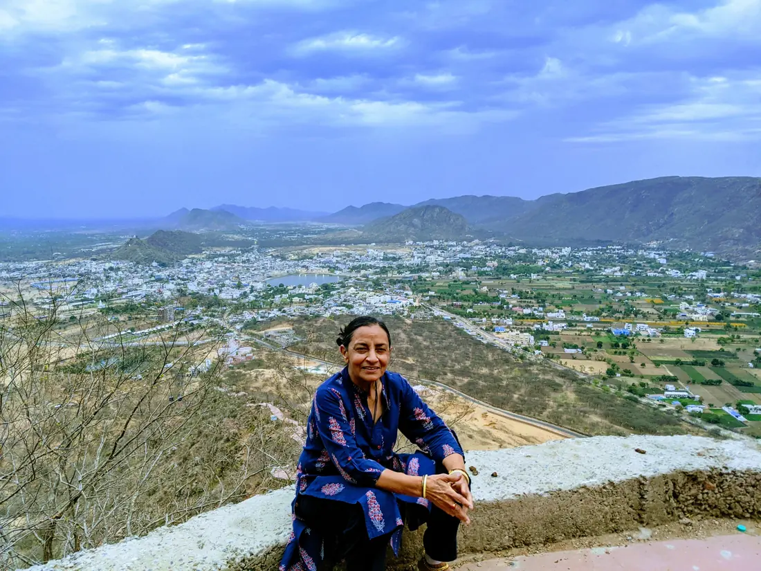 Mama at Savitri Mandir, overlooking Pushkar