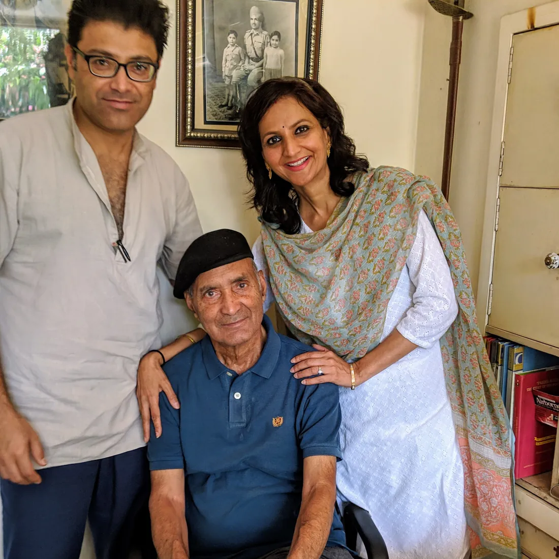 Colonel Fateh with Uday and Alka, his niece from the US