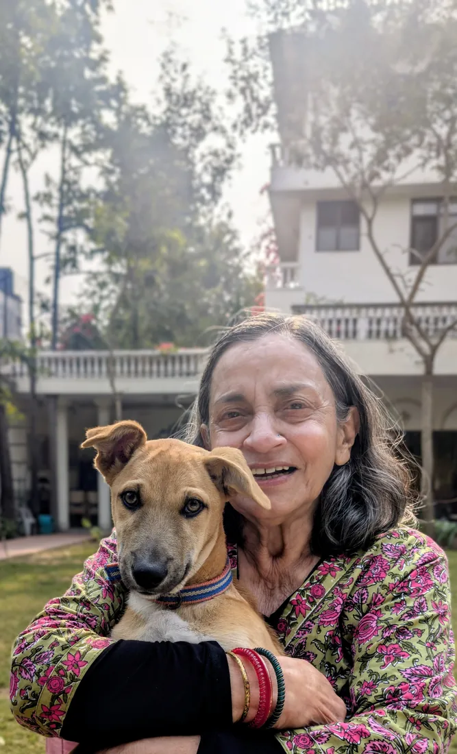 Mama with the new pup, having fun