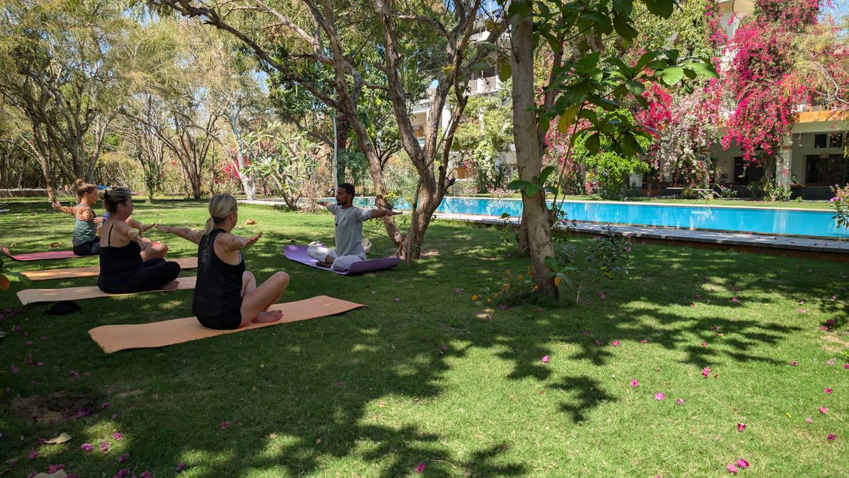 Yoga with instructor