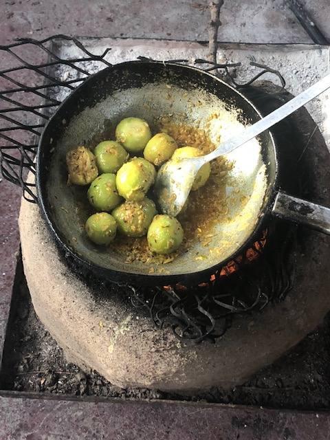Amla pickle made on the chulha