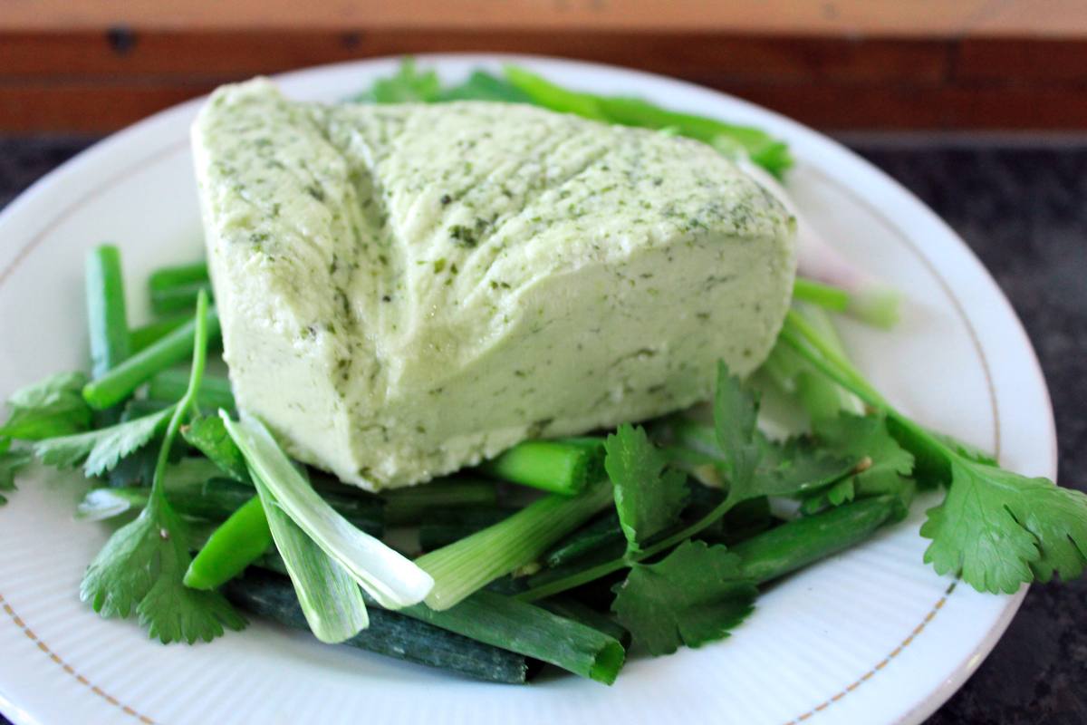 A block of fresh herb butter