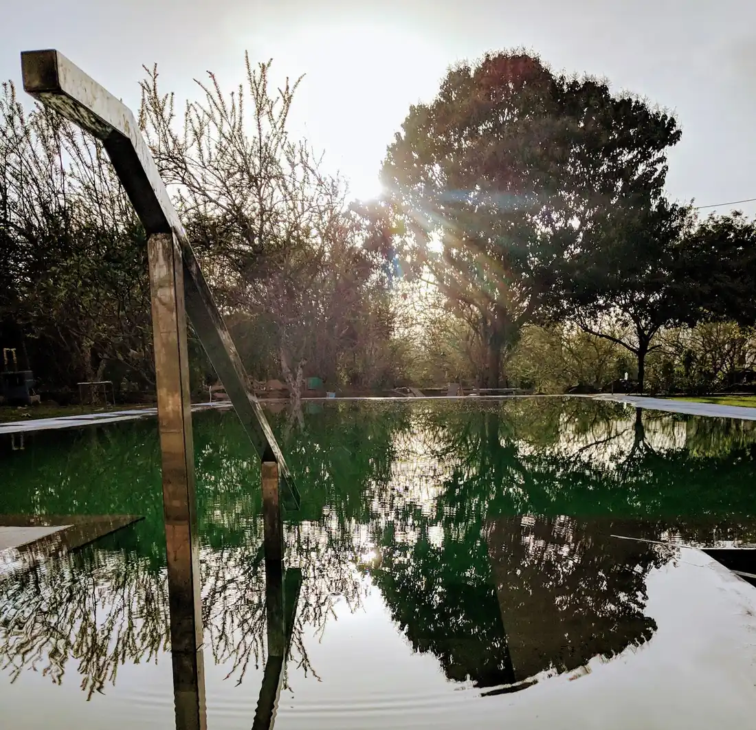 The pool filled with water for the first time