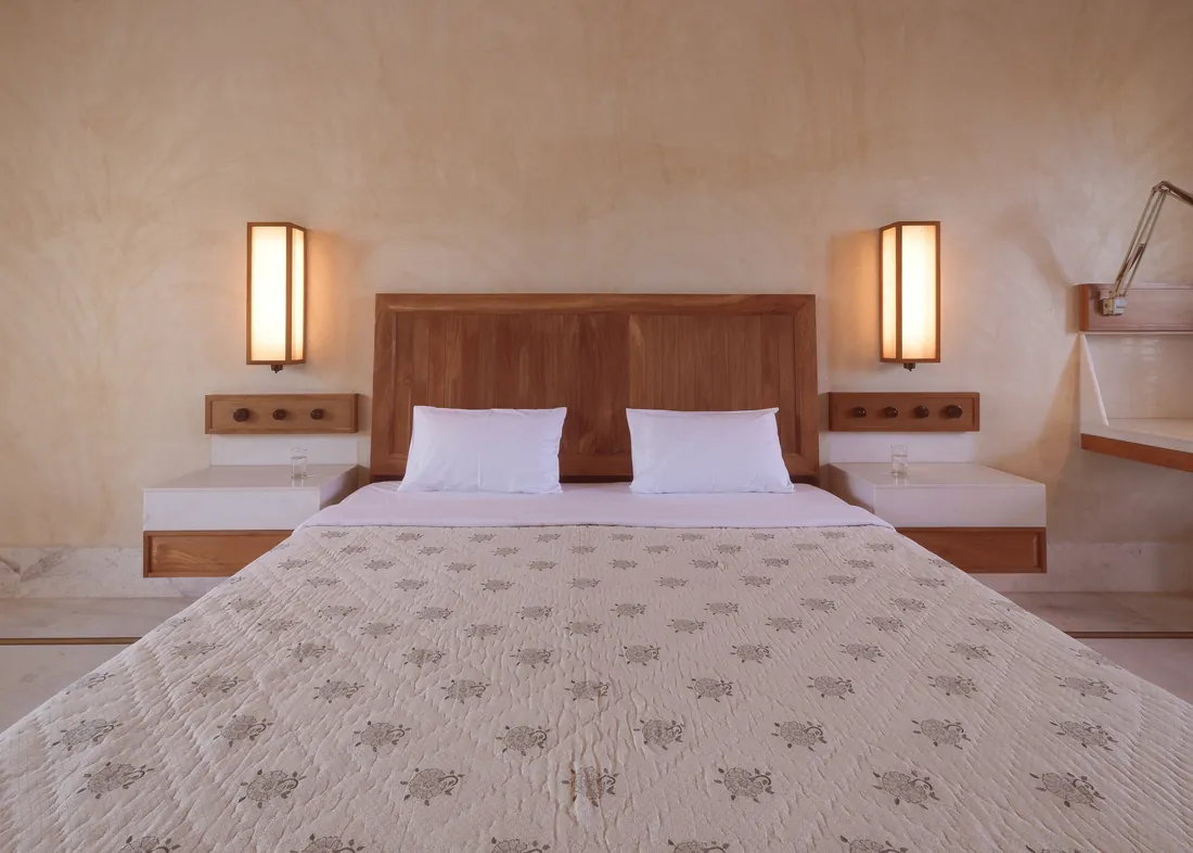 Symmetrical bed and materials — craftsmanship in the details